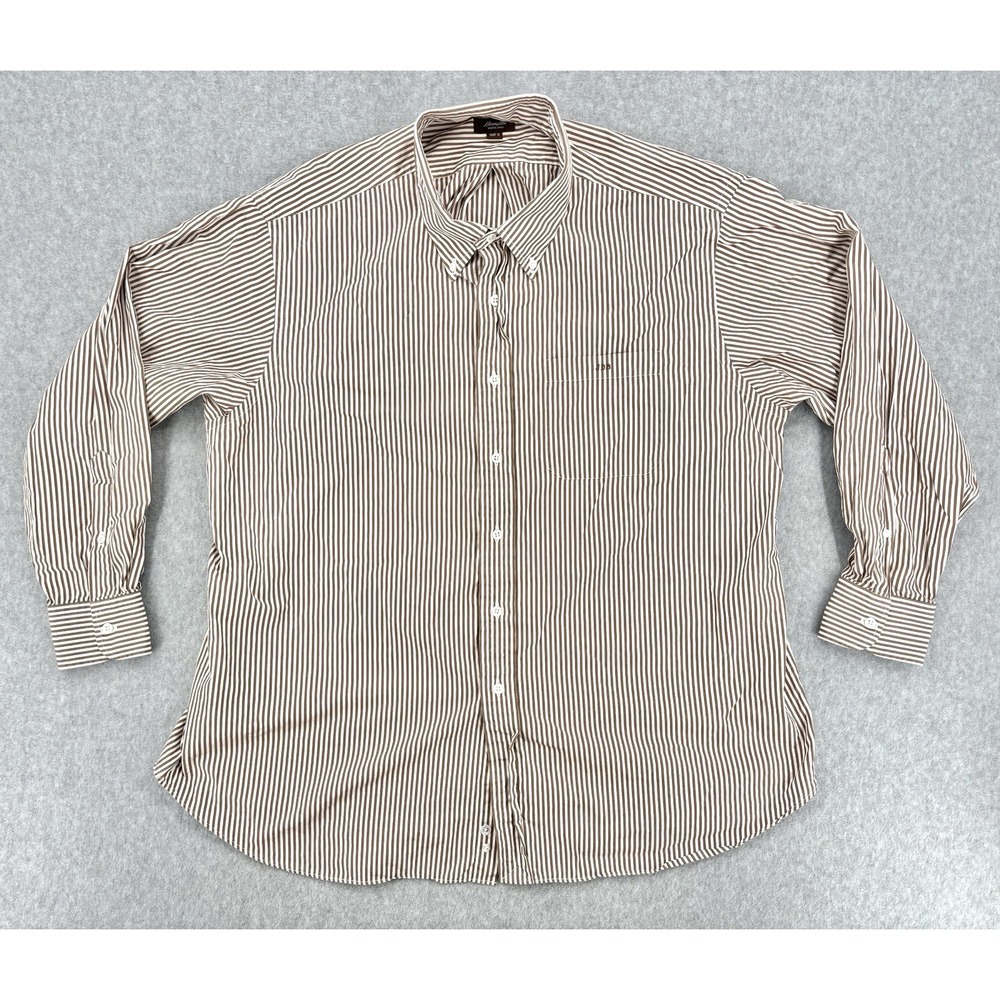 Hamilton Since 1883 May 10 Striped Dress Shirt Mens‎ Button Down Brown